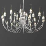 لوستر 32 شعله بزرگ نقره‌ای