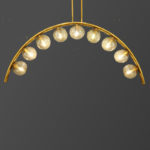 لوستر آویز 9 شعله آنتیک با گوی‌های کروی