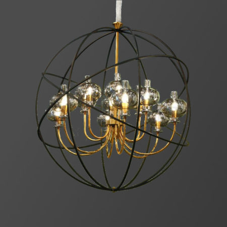 لوستر 12 شعله کروی رنگ میکس