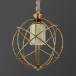 لوستر تک شعله طلایی کروی