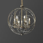 لوستر 6 شعله کروی نقرهای