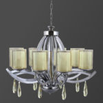 لوستر 8 شعله نقره‌ای با کریستال