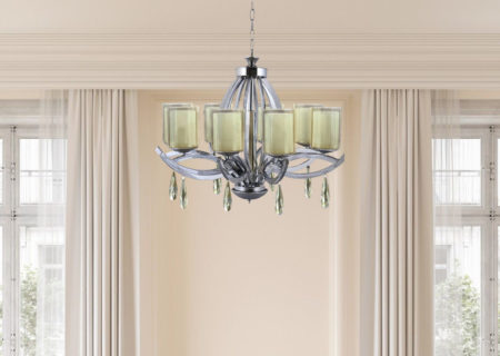 پس زمینه لوستر نقره‌ای 8 شعله