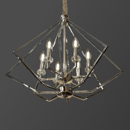 لوستر 6 شعله متقارن نقره‌ای