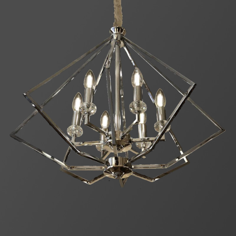 لوستر 6 شعله متقارن نقرهای لوستر 6 شعله متقارن نقرهای