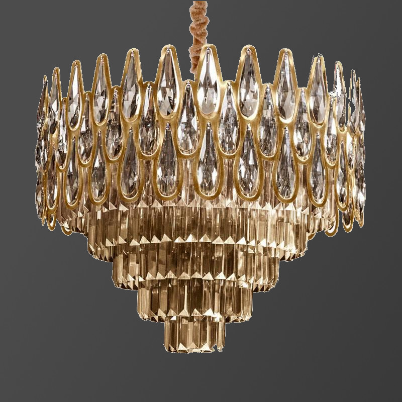 لوستر برنزی آینهای با کریستال لوستر برنزی آینهای با کریستال