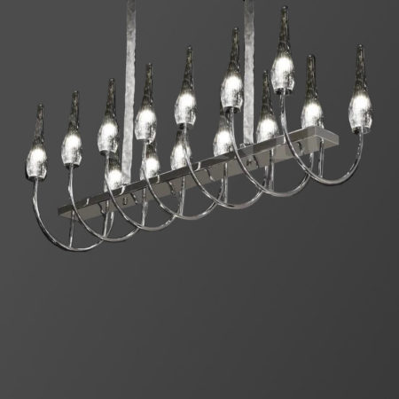 لوستر 14 شعله نقره‌ای با الگوی خطی