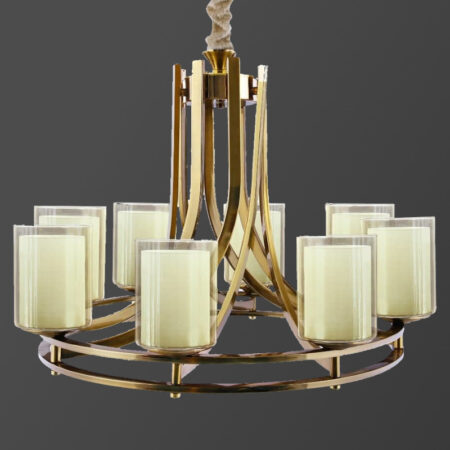 لوستر طلایی 8 شاخه دو رینگی